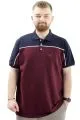 Big Size Mens T-Shirt Polo Renk Bloklu DEER U24324 Plum