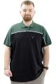 Büyük Beden Erkek T-Shirt Polo Yaka Renk Bloklu DEER U24324 Siyah