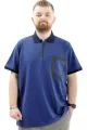 Big Size Mens T-Shirt Zipper Polo with pocket U24325 Indigo