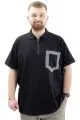 Big Size Mens T-Shirt Zipper Polo with pocket U24325 Black