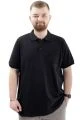 Büyük Beden Erkek Polo Yaka T-Shirt Kabartma Baskılı U24326 Siyah