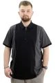 Büyük Beden Erkek T-Shirt Polo Yaka Renk Bloklu U24327 Siyah