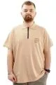 Mens Big Size Polo T-shirt Zipper U24330 Beige