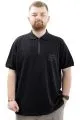Mens Big Size Polo T-shirt Zipper U24330 Black