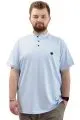 Büyük Beden Erkek Tişört Düğmeli Hakim Yaka T-Shirt U24339 Açık Mavi