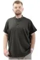 Büyük Beden Erkek Tişört Düğmeli Hakim Yaka T-Shirt U24339 Haki