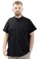 Büyük Beden Erkek Tişört Düğmeli Hakim Yaka T-Shirt U24339 Siyah