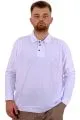 Büyük Beden Erkek Polo Yaka Sweatshirt Nakışlı U24340 Beyaz