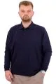 Big Size Mens Polo Sweatshirt U24340 Navy Blue