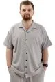 Big Size Mens Shirt Apas Collar JAKAR U24380 Grey