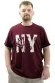 Big Size Mens T-shirt Crew Neck NY WAFFLE U24400 Burgundy