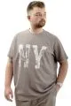 Big Size Mens T-shirt Crew Neck NY WAFFLE U24400 Light Brown