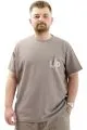 Big Size Mens T-shirt Crew Neck UP WAFFLE U24401 Light Brown