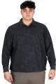 Büyük Beden Erkek Polo Yaka Sweatshirt Baskılı Selanik U24440 Füme