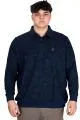 Big Size Mens Polo Sweatshirt Velvet substitute U24440 Indigo