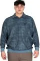 Büyük Beden Erkek Polo Yaka Sweatshirt Baskılı Selanik U24440 Mavi