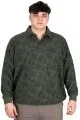 Büyük Beden Erkek Polo Yaka Sweatshirt Baskılı Selanik U24440 Siyah-Yeşil