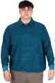 Büyük Beden Erkek Polo Yaka Sweatshirt Baskılı Selanik U24440 Turkuaz