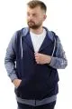 Big Size Mens Sweatshirt Zipper Hooded SPORT U24523 Indigo