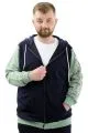 Big Size Mens Sweatshirt Zipper Hooded SPORT U24523 Navy Blue