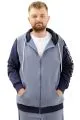 Big Size Mens Sweatshirt Zipper Hooded SPORT U24523 Blue