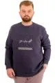 Büyük Beden Erkek Sweatshirt 3 İplik Şardonlu Baskılı BELIEVE U24527 Füme