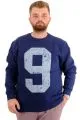 Büyük Beden Erkek Sweatshirt 3 İplik Şardonlu Baskılı NINE U24528 İndigo
