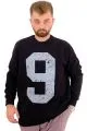 Büyük Beden Erkek Sweatshirt 3 İplik Şardonlu Baskılı NINE U24528 Siyah