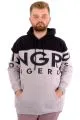 Big Size Mens Hooded Sweatshirt with pocket DANGEROUS U24542 Grey