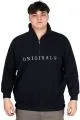 Büyük Beden Erkek Sweatshirt Fermuarlı Dik Yaka U24543 Lacivert