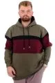 Büyük Beden Erkek 3 İplik Sweatshirt Garnili Kapüşonlu U24545 Haki
