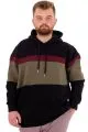 Büyük Beden Erkek 3 İplik Sweatshirt Garnili Kapüşonlu U24545 Siyah