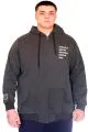 Büyük Beden Erkek Kapüşonlu Sweatshirt Fermuarlı 3 İp BRONX U24560 Antrasit