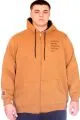 Büyük Beden Erkek Kapüşonlu Sweatshirt Fermuarlı 3 İp BRONX U24560 Camel