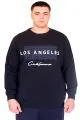 Büyük Beden Erkek Sweatshirt Bisiklet Yaka LOS ANGELES U24561 Lacivert