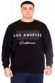 Büyük Beden Erkek Sweatshirt Bisiklet Yaka LOS ANGELES U24561 Siyah