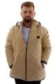 Mens Big Size Quilted Coat Removable Hooded U24602 Beige