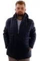 Mens Big Size Quilted Coat Removable Hooded U24602 Navy Blue