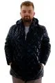 Mens Big Size Quilted Coat Removable Hooded U24602 Shiny Black
