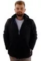 Mens Big Size Quilted Coat with pocket Removable Hooded U24603 Black