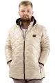 Big Size Mens quilted Coat with pocket Hooded U24604 Beige