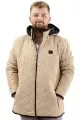 Mens Big Size quilted Coat with pocket Hooded U24604 Light Brown