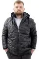 Big Size Mens Quilted Coat Hooded U24605 Black