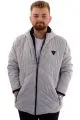 Big Size Mens Hooded Zipper Quilted Coat U24607 Light Grey