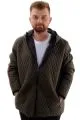 Big Size Mens Hooded Zipper Quilted Coat U24607 Khaki