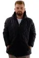 Big Size Mens Hooded Zipper Quilted Coat U24607 Dark Black