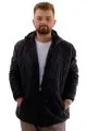 Big Size Mens Hooded Zipper Quilted Coat U24607 Shiny Black