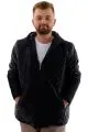 Big Size Mens Coat Hooded U24608 Shiny Black