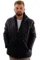 Big Size Mens Coat Hooded U24608 Black Leather