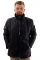 Mens Big Size dog collar Kışlık Coat U24610 Black Leather